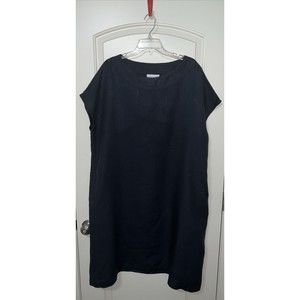 bryn WALKER Ansley Oversized 100% Linen Dress, Ashen/Charcoal Black, Size Large